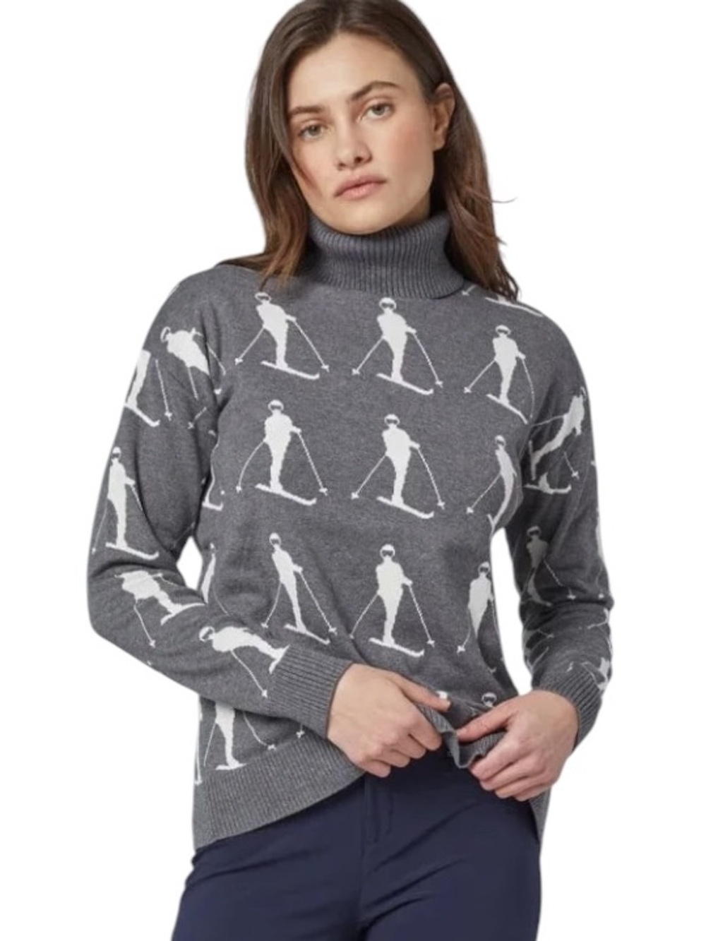 Alp N Rock Dani Vintage Sweater Gray Ski Lodge Skiers Turtleneck Small NWT NEW